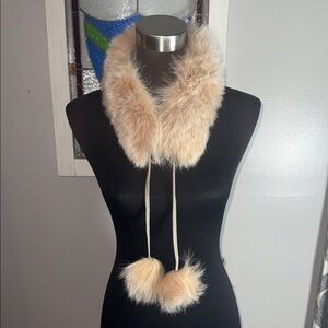 Fur/ Faux Fur Collar with PomPom ties